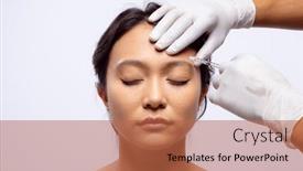  Presentation with surgical gloves - PPT theme enhanced with hands-of-beautician-in-white and a red colored foreground