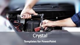  Presentation with mechanic repair - Presentation design with hands of car mechanic background and a gray colored foreground