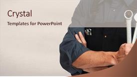  Presentation with automotive - PPT theme consisting of hands of car mechanic background and a lemonade colored foreground