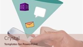  Presentation with marketing campaign - Theme with hands-of-caucasian-businessman-using and a  colored foreground