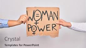  Presentation with women rights - Colorful PPT theme enhanced with hands-of-caucasian-people-asking backdrop and a light gray colored foreground