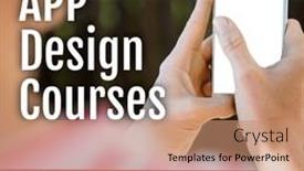  Presentation with marketing campaign - PPT theme featuring hands-of-caucasian-woman-using background and a coral colored foreground