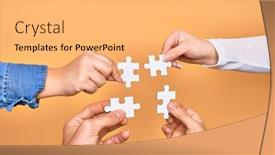  Presentation with connecting people - Theme enhanced with hands-of-caucasian-young-people background and a yellow colored foreground