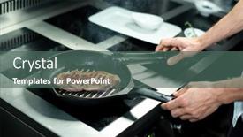  Presentation with cooking chef - Slide deck enhanced with hands-of-chef-with-metallic background and a ocean colored foreground