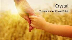  Presentation with wheat - Presentation theme having hands of child and father background and a lemonade colored foreground