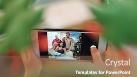  Presentation with child tree - Slide deck featuring hands-of-child-holding-smartphone background and a coral colored foreground