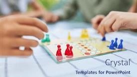  Presentation with ludo - PPT theme having hands-of-children-playing-ludo background and a sky blue colored foreground
