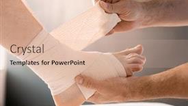  Presentation with medical procedure - Cool new PPT layouts with hands-of-clinician-wrapping-foot backdrop and a lemonade colored foreground