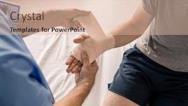  Presentation with medical procedure - Cool new presentation design with hands-of-clinician-wrapping-right backdrop and a lemonade colored foreground