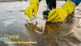  Presentation with investigation - Beautiful PPT theme featuring hands-of-contemporary-ecologist-sitting backdrop and a tawny brown colored foreground