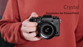  Presentation with maroon - PPT theme consisting of hands-of-contemporary-male-photographer background and a red colored foreground