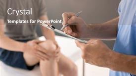  Presentation with prescriptions - Slide set consisting of hands-of-contemporary-male-physiotherapist background and a gray colored foreground