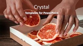  Presentation with box carton - Audience pleasing presentation design consisting of hands-of-contemporary-middle-aged backdrop and a tawny brown colored foreground