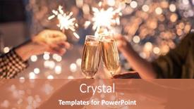  Presentation with flutes - Slide set with hands-of-couple-clinking background and a coral colored foreground