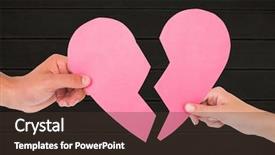  Presentation with broken heart - PPT layouts having hands of couple holding broken heart against wooden background background and a tawny brown colored foreground