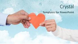  Presentation with hands heart - Slide set consisting of hands of couple holding a heart against sky background and a sky blue colored foreground