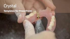  Presentation with dental laboratory - Presentation design consisting of hands of dental technician make background and a coral colored foreground