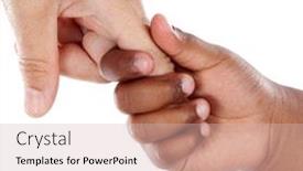  Presentation with different - Slide deck having hands-of-different-races-together background and a soft green colored foreground