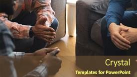  Presentation with mental health group therapy - Theme having hands-of-diverse-group and a  colored foreground