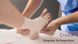  Presentation with medical procedure - PPT theme featuring hands-of-doctor-in-uniform background and a coral colored foreground