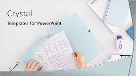  Presentation with files - PPT theme with hands-of-doctor-putting-medical background and a white colored foreground