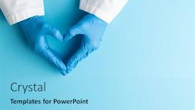  Presentation with making medicine - Presentation theme enhanced with hands-of-doctor-wearing-medical background and a arctic colored foreground