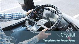  Presentation with bus - PPT layouts with hands of driver on bus background and a  colored foreground