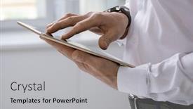  Presentation with scrolling - Slides enhanced with hands-of-elegant-businessman background and a light gray colored foreground