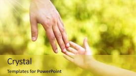  Presentation with father son hands - Amazing presentation design having hands of father and son backdrop and a yellow colored foreground