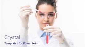  Presentation with substance - PPT theme having hands-of-female-clinician background and a sky blue colored foreground