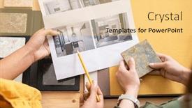  Presentation with creative - Colorful presentation design enhanced with hands-of-female-creative-designers backdrop and a blonde colored foreground