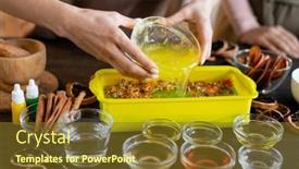  Presentation with making soap - Beautiful slide deck featuring hands-of-female-pouring-melted backdrop and a tawny brown colored foreground