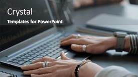  Presentation with trader - Presentation with hands-of-female-trader background and a dark gray colored foreground