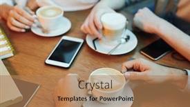  Presentation with cappuccino - Presentation theme enhanced with hands-of-friends-gathered background and a coral colored foreground