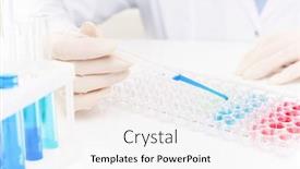  Presentation with pharmacist - Presentation featuring hands-of-gloved-laboratory-worker background and a white colored foreground