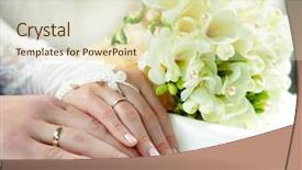  Presentation with bride - Slide deck with hands of groom and bride background and a soft green colored foreground