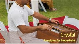  Presentation with indian - Presentation theme with hands-of-indian-man-playing background and a tawny brown colored foreground