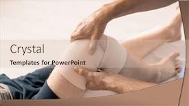  Presentation with medical training - Beautiful presentation design featuring hands-of-male-clinician-wrapping backdrop and a lemonade colored foreground