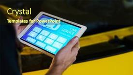  Presentation with mechanic tablet - Presentation design consisting of hands-of-male-mechanic background and a wine colored foreground