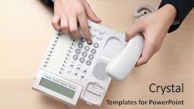  Presentation with number - PPT theme consisting of hands of man dialing telephone background and a coral colored foreground