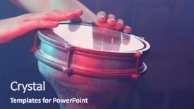  Presentation with drum - Audience pleasing PPT layouts consisting of hands of man playing african backdrop and a ocean colored foreground