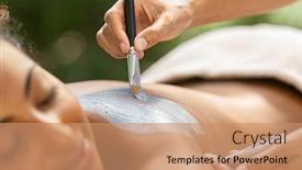  Presentation with beautician - PPT theme enhanced with hands-of-masseuse-applying-mud background and a coral colored foreground