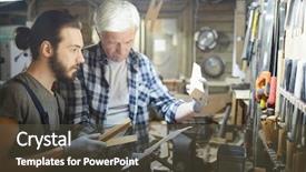  Presentation with wood - Slide set consisting of hands of master while learning background and a tawny brown colored foreground