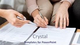  Presentation with contract - Colorful presentation design enhanced with hands of mature client and real estate agent with pens pointing at contract before signing it backdrop and a sky blue colored foreground