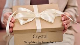  Presentation with bound - Beautiful presentation design featuring hands-of-mature-female backdrop and a coral colored foreground