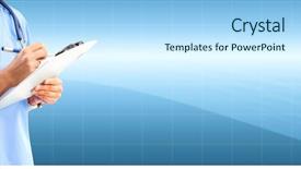  Presentation with medical - Slide set enhanced with hands of medical doctor background and a light blue colored foreground