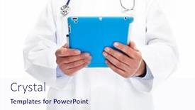  Presentation with medical - Audience pleasing PPT theme consisting of hands-of-medical-doctor backdrop and a sky blue colored foreground
