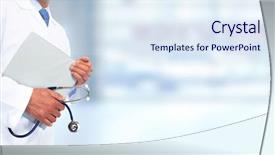  Presentation with medical clipboard - Colorful slide set enhanced with hands of medical doctor backdrop and a sky blue colored foreground