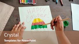  Presentation with crayons - Slide deck featuring hands-of-mixed-race background and a coral colored foreground