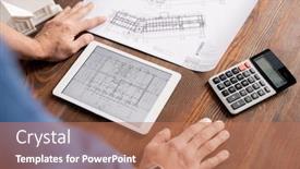  Presentation with electronic engineer - Audience pleasing presentation theme consisting of hands-of-modern-engineer-leaning backdrop and a coral colored foreground